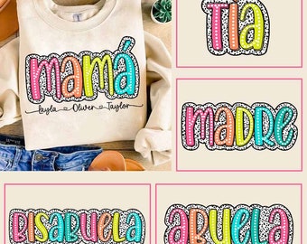 Mamá Dalmatian PNG, Mothers Day Dalmatian Bundle Png, Abuela Tia Dalmatian Dots, Custom Madre with Kids Name, Mother's Day png, Spanish Mama