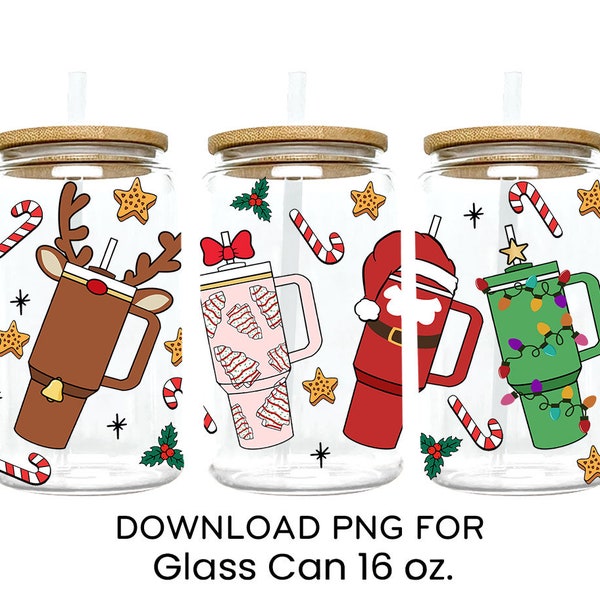 Christmas Cup Disorder 16oz Libbey Glass Can Wrap PNG, Christmas Can Glass Wrap 16oz PNG , Hot Cocoa PNG, Christmas Tree Cake Png