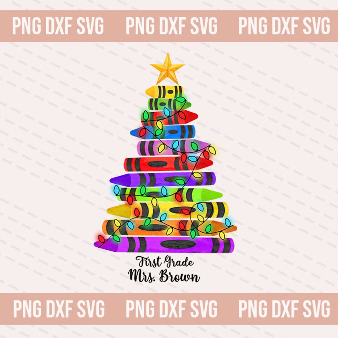 Custom Crayon Christmas Tree PNG, Christmas Crayon Png, Custom Teacher