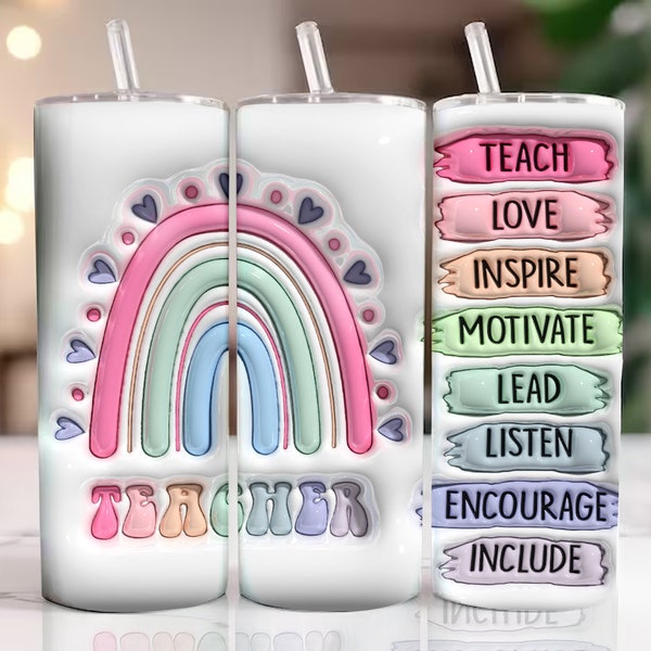 Puffy Teacher Tumbler Wrap Etsy