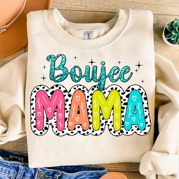 Boujee Mama Glitter PNG, Mama Doodle Png, Dalmatian Dots, Sublimation Download, Mama Png Design Download, Mother's Day png, Retro Mama