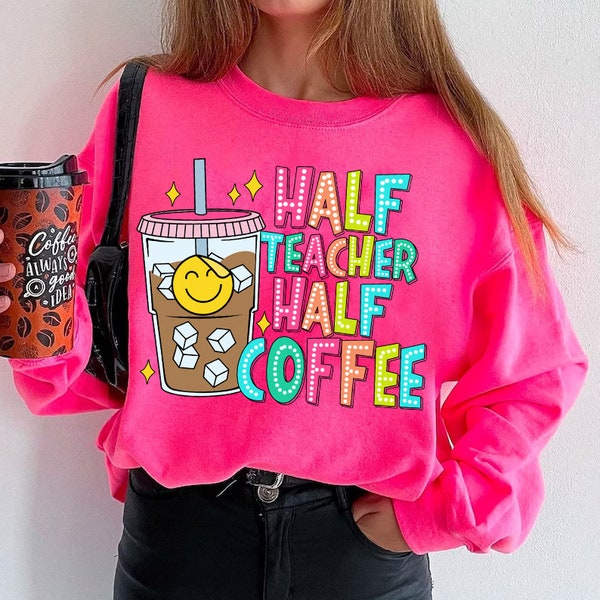 Half Teacher Half Coffee Png, Funny Teacher Png, Retro Teacher Png, Teacher Coffee Png, Teacher Appreciation Gift, Teacher Life Png