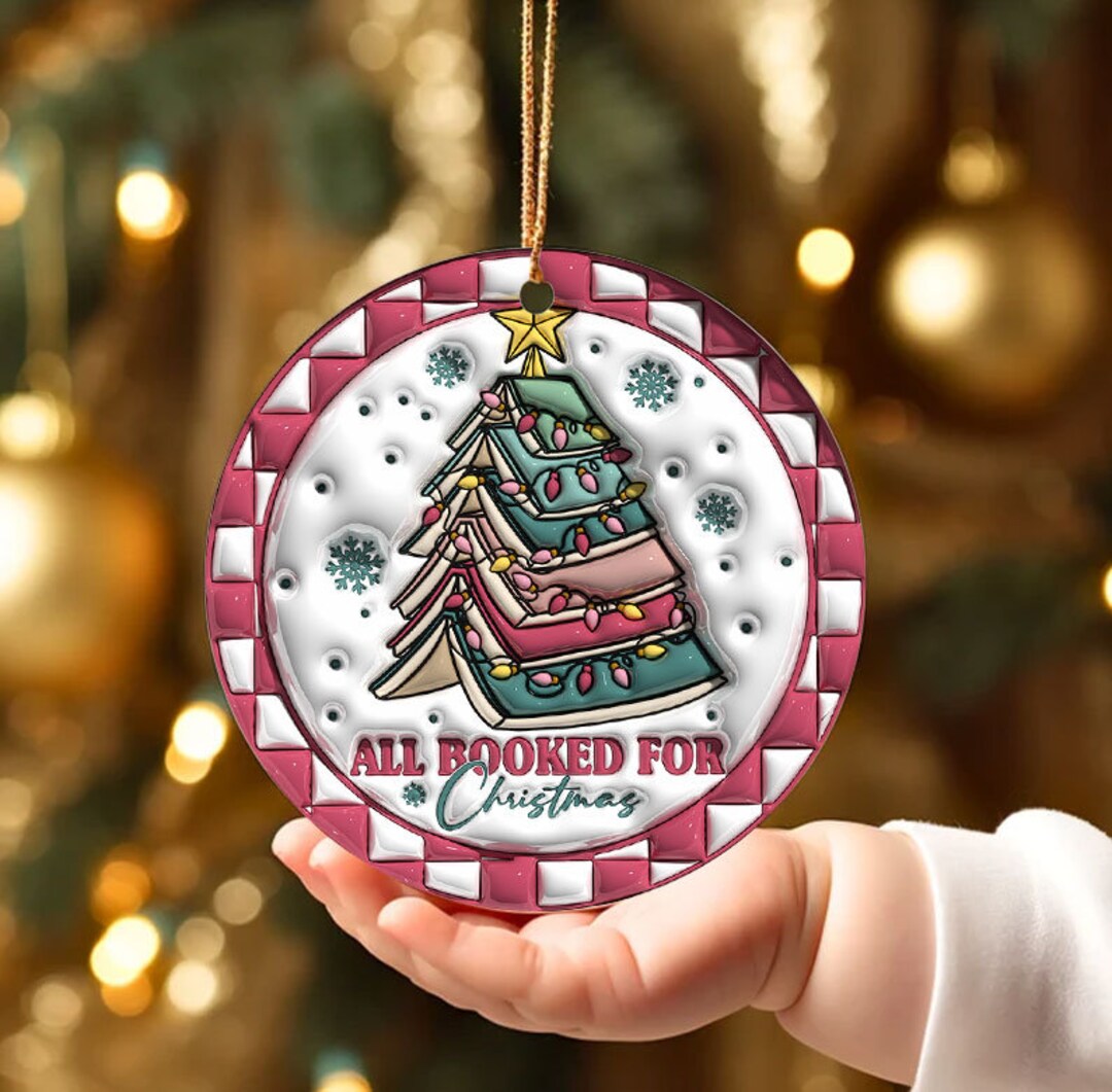 3D Christmas Book Tree Ornament PNG, Christmas Gift, Book Lovers ...