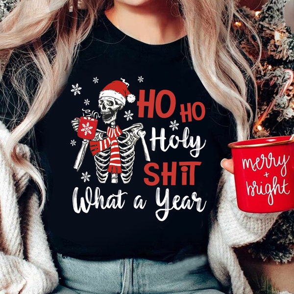 Ho Ho Holy Sh*t Png Svg, Funny Christmas, Christmas Humor Png, Skeleton Santa Claus Png, Christmas Hot Cocoa Png, Skeleton Christmas