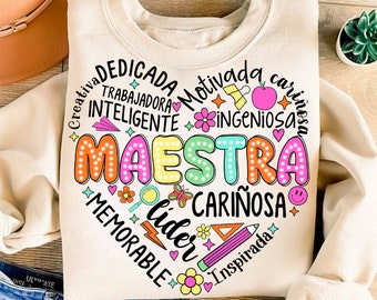 Retro Maestra Word Png, Teacher Life Png, Enseñar Amor Inspirar, Profesora de Español, Regreso a la Escuela, Regalo de Apreciación del Maestro, Escuela Maestra Png