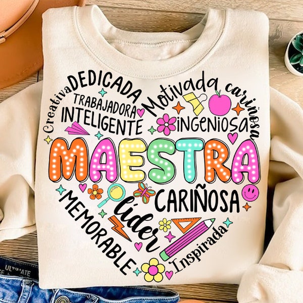 Retro Maestra Word Png, Teacher Life Png, Enseñar Amor Inspirar, Profesora de Español, Regreso a la Escuela, Regalo de Apreciación del Maestro, Escuela Maestra Png