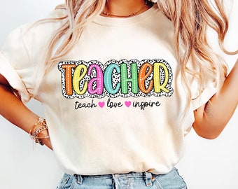 Teacher Dalmatian Png, Dalmatian Dots Png, Teach Love Inspire, Back To school Png, Teacher Appreciation, Teacher Gift, Teacher Sublimation