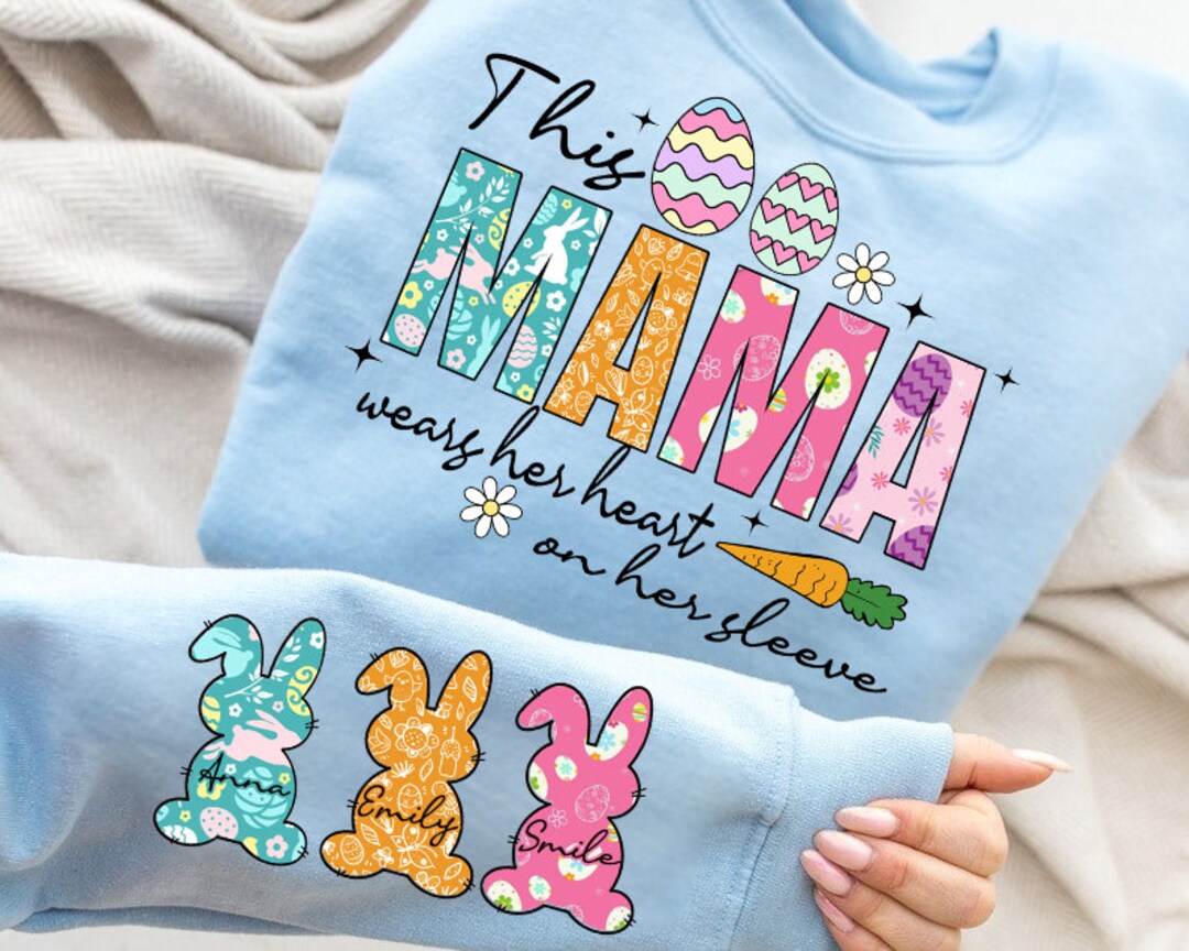 This MAMA Loves Her Hearts PNG, Mama Easter Shirt Design, Easter Day