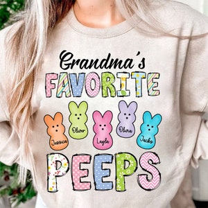 Grandma's Favourite Peeps Easter PNG, Easter Peeps Png, Grandma Easter with grandkids name, Easter Day PNG File,  Retro Easter Png