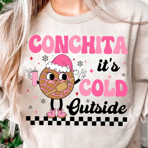 Conchita It's Cold Outside PNG, Mexican Christmas PNG, Spanish Christmas Png, Sublimation Shirt Design, Pan Dulce png, cafecito y chisme png