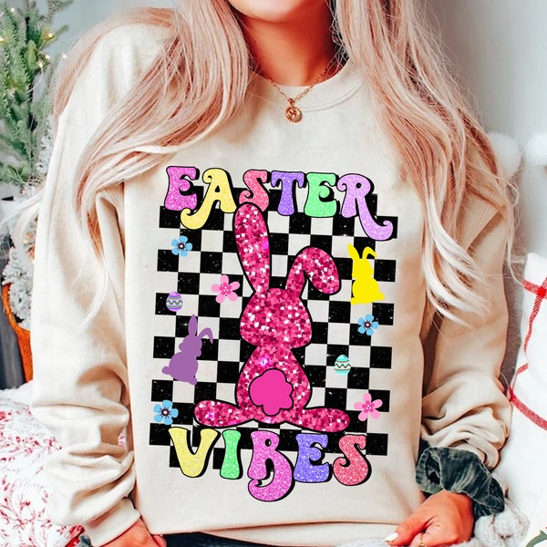 Easter Vibes Peep Faux Sequin Png, Easter Bunny Png, Leopard Smiley Bunny Png, Bunny Png, Retro Easter Png, Peeps Png, Happy Easter Png