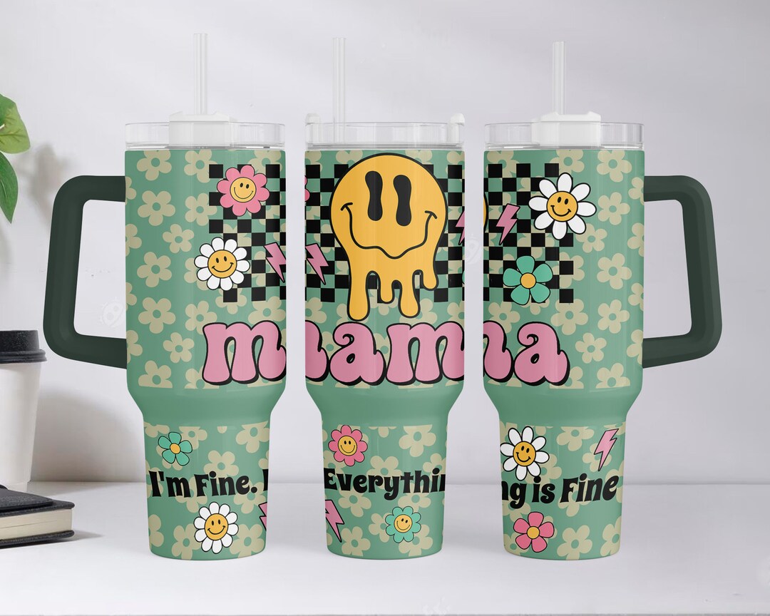 MAMA Retro Flower 40oz Quencher Tumbler Wrap Sublimation Designs ...