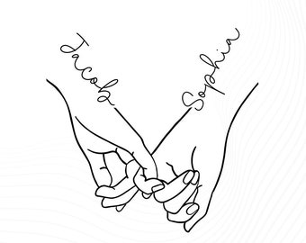 Holding Hands Png, Pinky Hold, Love, Valentine Png, Customize With Your Own Text, Add Names & Dates, Instant Download, Love Hands Design