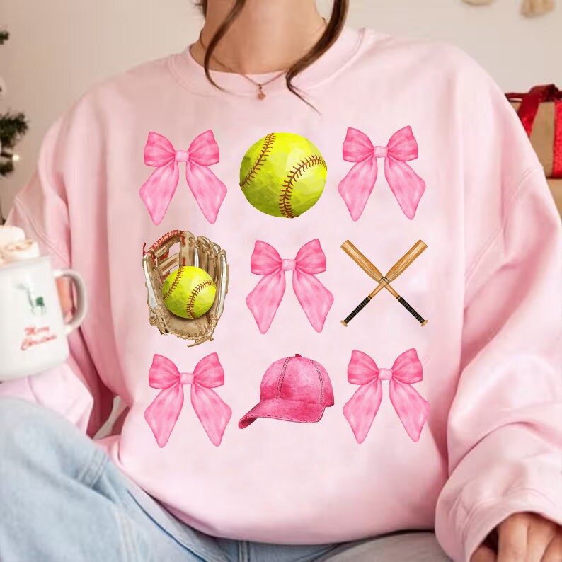 Softball Coquette Bow png, Soft Girl Era png, Baseball Png, Coquette Softball Png, Social Club png, Pink Bow design, Softball, Softball mom image 3