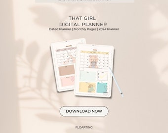 ESA CHICA Planificador digital sin fecha / Planificador diario, semanal, mensual / Planificador de iPad / Planificador Goodnotes / Autocuidado, Planificador amigable con el TDAH