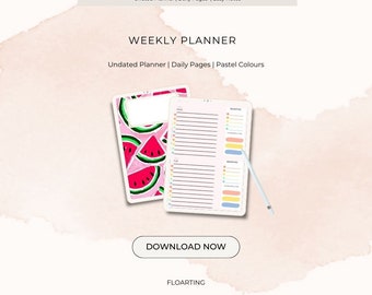 PLANIFICADOR SEMANAL, Planificador Digital, Sin Fecha, Páginas Diarias, Colores Pastel, Reiniciar cada semana