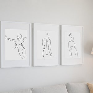 Woman Line Wall art - 3 Pictures