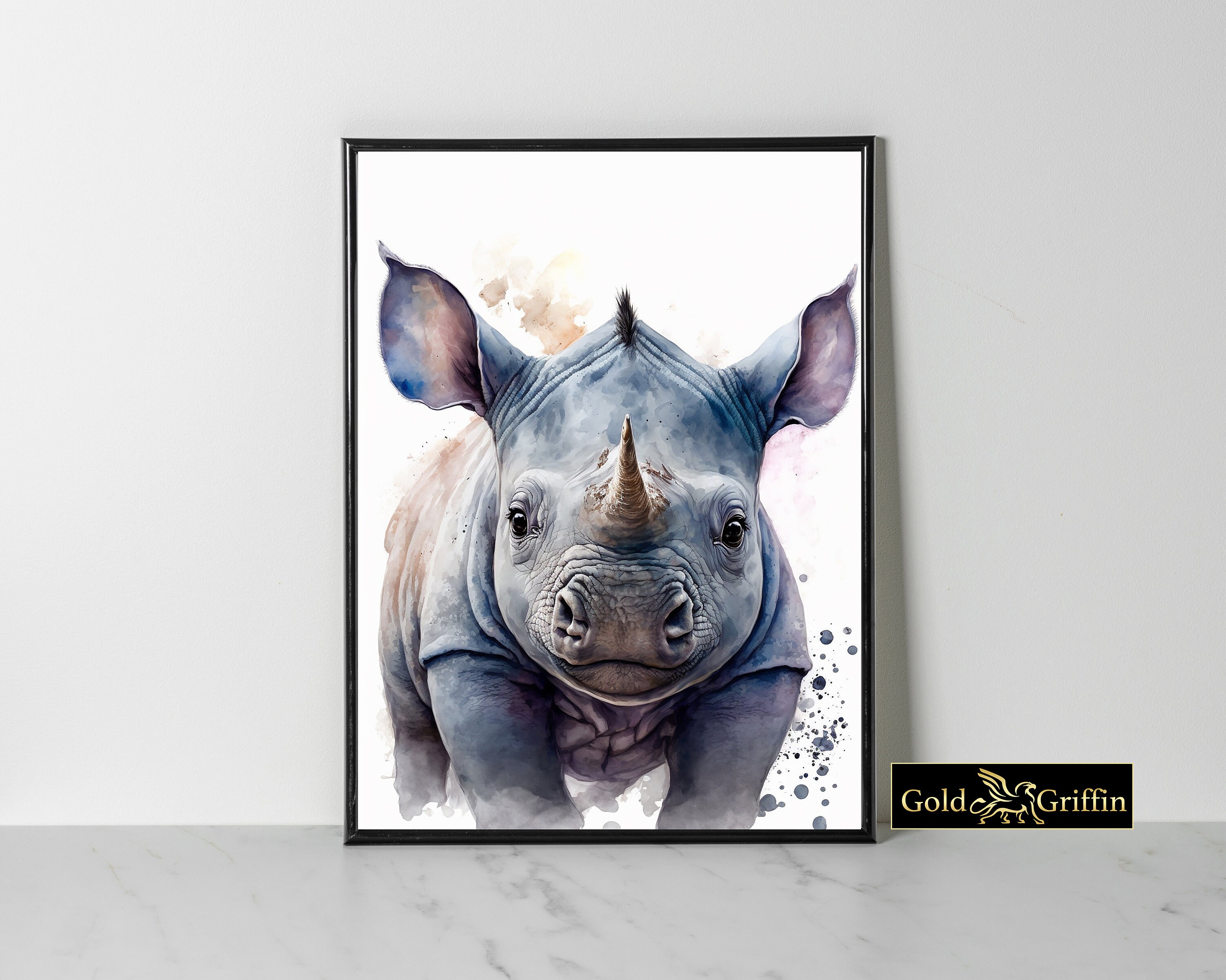 Nashorn Aquarell Druck Druckbare Baby Nashorn Wandkunst - Etsy.de