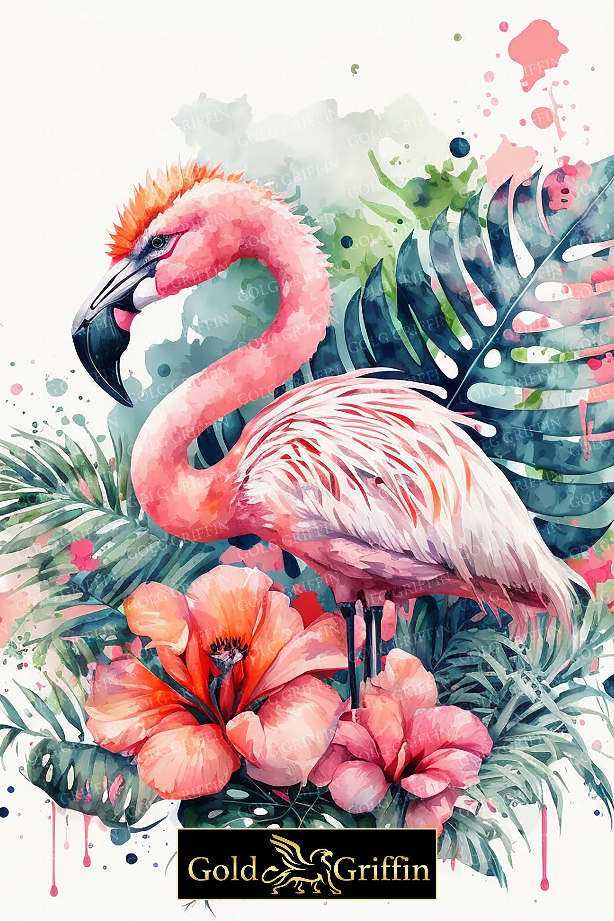 Flamingo Painting Watercolor