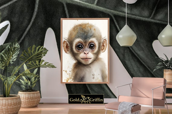 5x7 Mini Framed Canvas Baby Monkey - Oak & Willow
