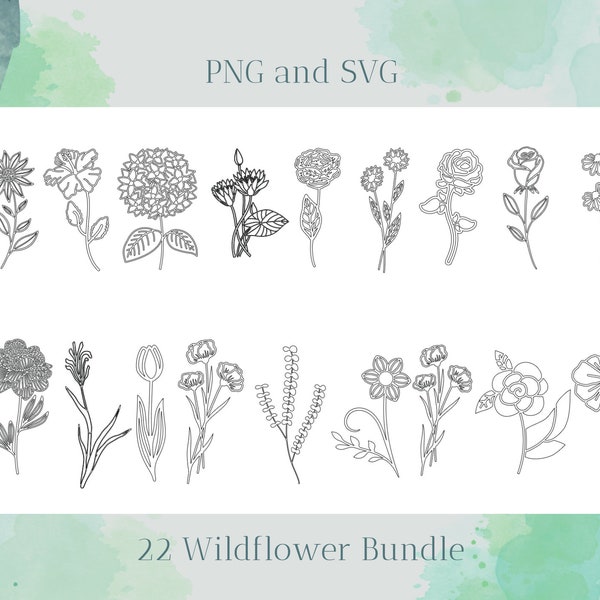 22 Wildflower Heaven: Delicate Floral Bundle svg