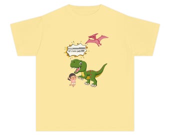 Lindo dinosaurio y camiseta para niña / Camiseta infantil de dinosaurio, T-Rex de dibujos animados con pterodáctilo