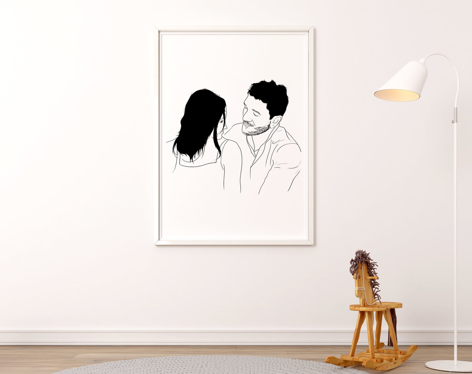 Personalised Couple Line Drawing, Custom Hand Drawn Portrait ...