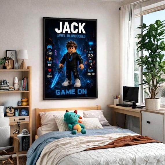 Personalized Roblox Poster, Custom Name Gaming Room Decor, Birthday Gift Kids,Gamer Name Print,Kids Bedroom Art, Digital Download,Gamer Gift