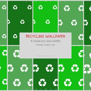 Eco-Chic Digitales Seamless Wallpaper Pack - Mit Recycling Symbol