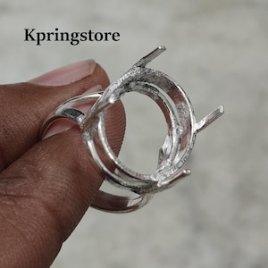 Oval sterlingsilverring med stift: Statement-infattning