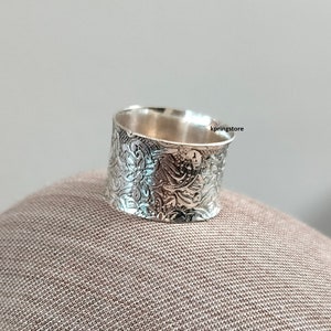 Handmade Solid Silver Wide Band Ring: Boho Thumb Ring image 3
