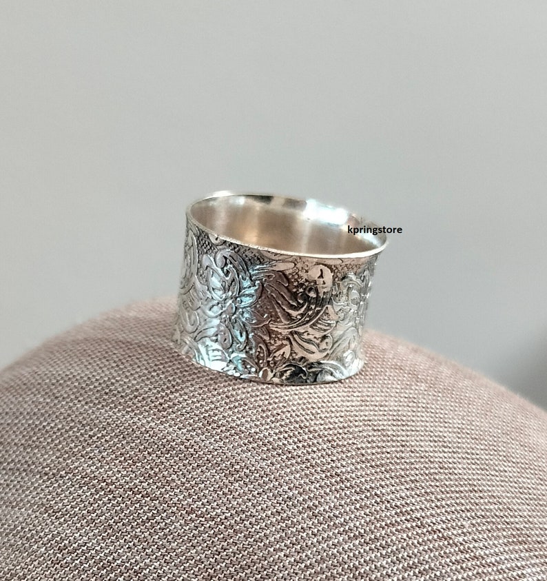 Handmade Solid Silver Wide Band Ring: Boho Thumb Ring image 3