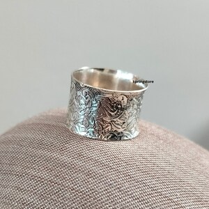 Handmade Solid Silver Wide Band Ring: Boho Thumb Ring image 8