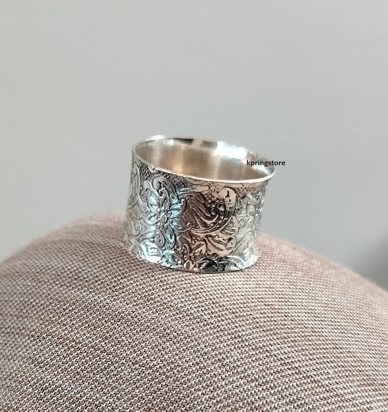 Handmade Solid Silver Wide Band Ring: Boho Thumb Ring image 8