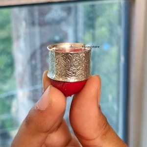 Handmade Solid Silver Wide Band Ring: Boho Thumb Ring image 4