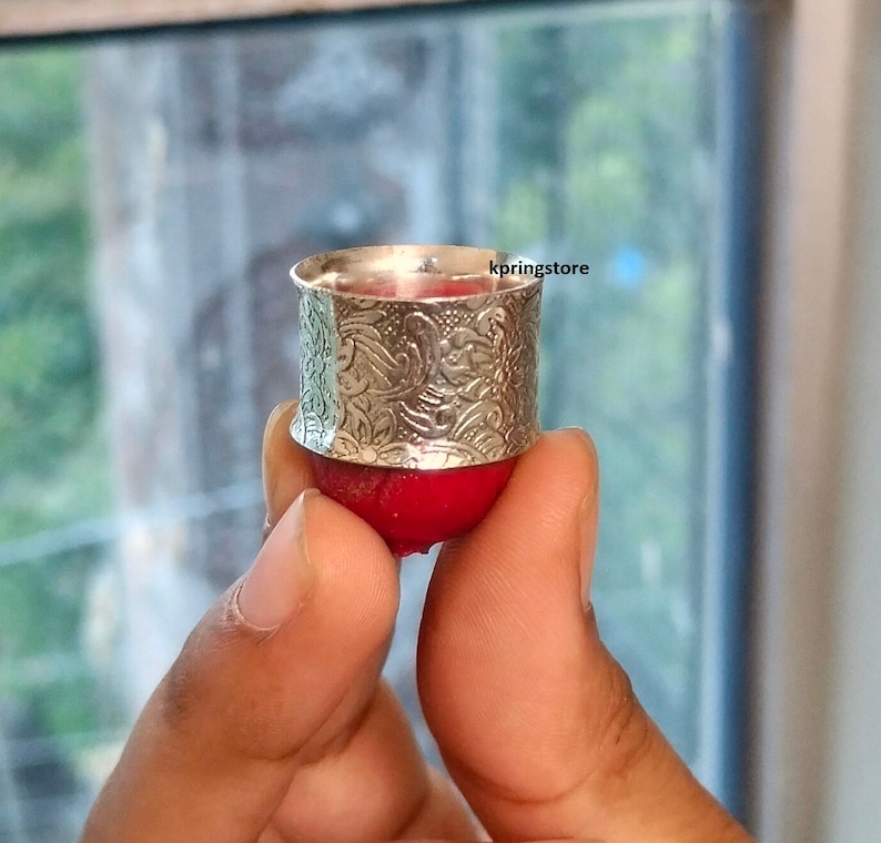Handmade Solid Silver Wide Band Ring: Boho Thumb Ring image 4