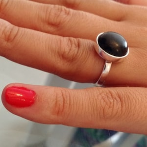Natural Onyx Ring, Morningstar Ring, 925 Sterling Silver Ring, Lucifer Signet Ring Black Onyx Ring, Hollywood Ring, Gifts for Her, Boho Ring