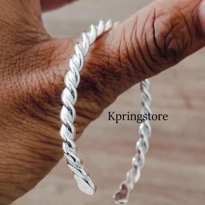 Silver Cuff Bracelet, Sterling Silver Rope Cuff, Twisted Bracelet, Stackable Cuff, Silver Cuff, Gifts for Her Bracelet, Open Bangle Bracelet