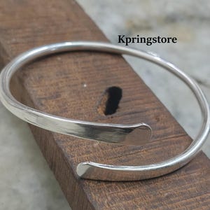 Solid 925 Sterling Silver Plain Bangle, Bangle Gift for Her Stackable Bangle, Single Wrist Bangle, Adjustable Cuff Bangle, Women Gift Bangle