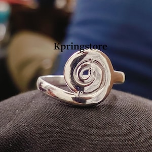 Handmade Sterling Silver Spiral Ring: Boho Swirl Statement Ring