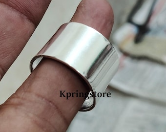 Chunky Plain Silver Ring: Modern Wide Band, Boho Style