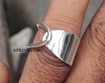 Handmade Hammered Silver Thumb Ring: Boho Statement Jewelry