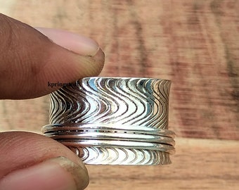 Sterling Silver Spinner Ring: Handmade Meditation Anxiety Ring