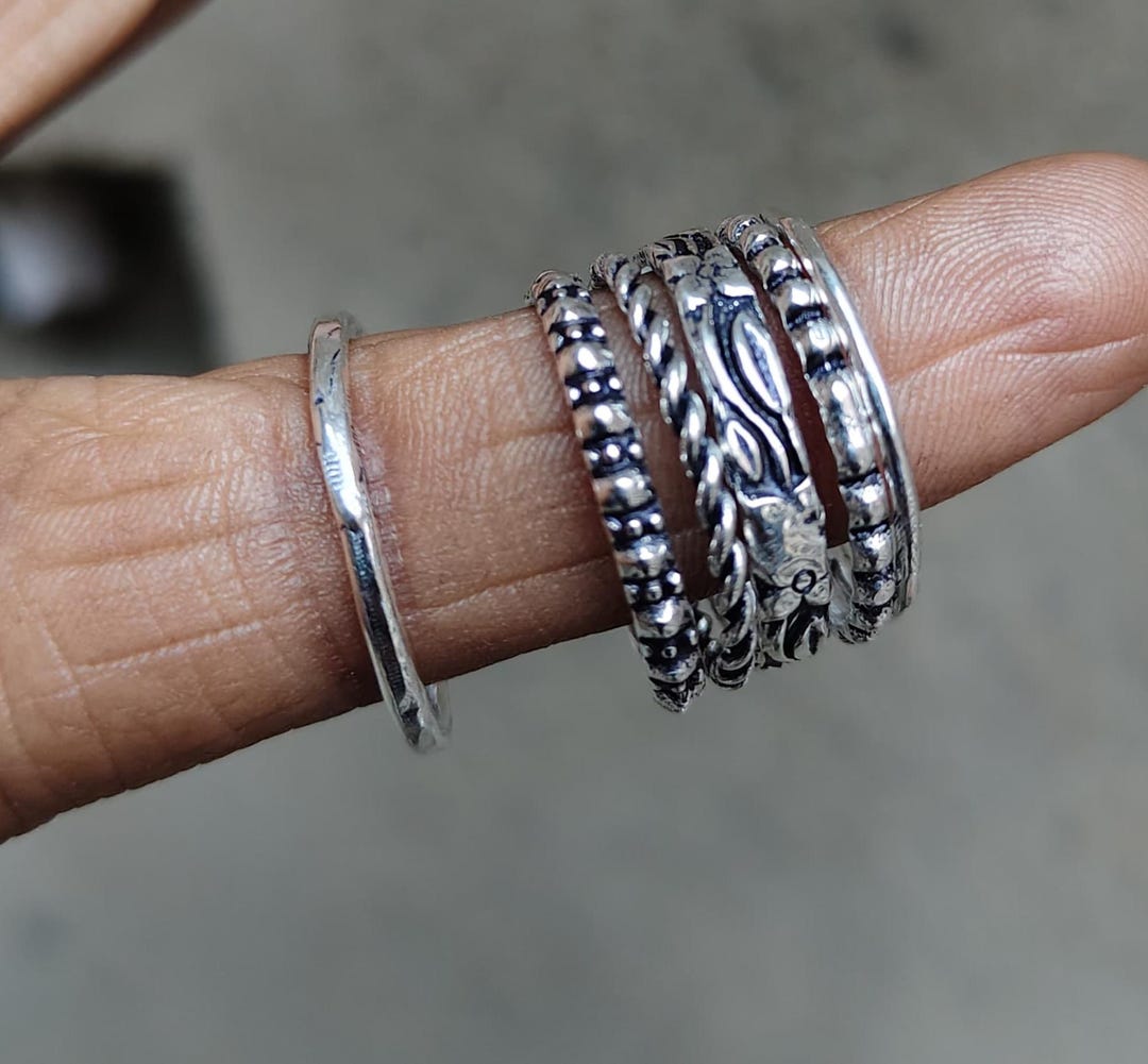 Handmade Stacking Silver Wide Midi Ring: Boho Multi Rings - Etsy
