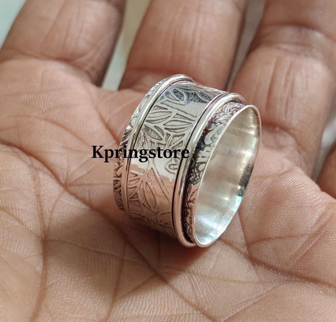 Handmade Sterling Silver Spinner Ring: Fidget Worry Ring - Etsy