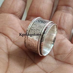 Spinner Ring, Meditation Ring, Handmade Ring 925 Sterling Silver Ring, Gift for her Thumb Ring, Fidget Ring Worry Ring Meditation Women Ring