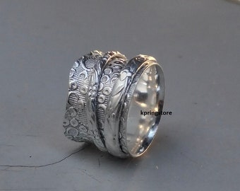 Sterling Silver Spinner Ring: Handmade Meditation Worry Ring