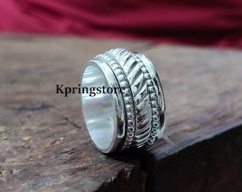 Handgemachter Silber Spinner Ring: Meditation Daumen Ring