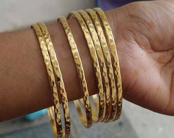 18kt Gold Filled Bangle Set: Stackable Boho Bracelets