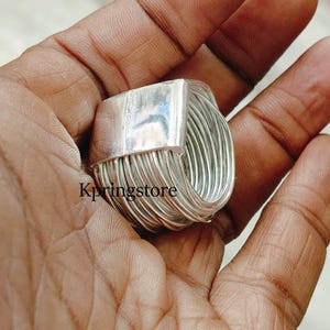 Handmade Wraparound Silver Wire ring Sterling Silver Ring Silver wide wrap Ring Multi-Layer Silver Wire Ring Gifts for Her Statement Ring